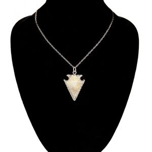 NEW - Sparkling Two-Sided Druzy Arrowhead Pendant Necklace 16”Handmade in NYC